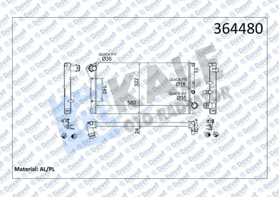 KALE 364480 Su Radyator Fiat Punto Mekanik [580x322x24]
